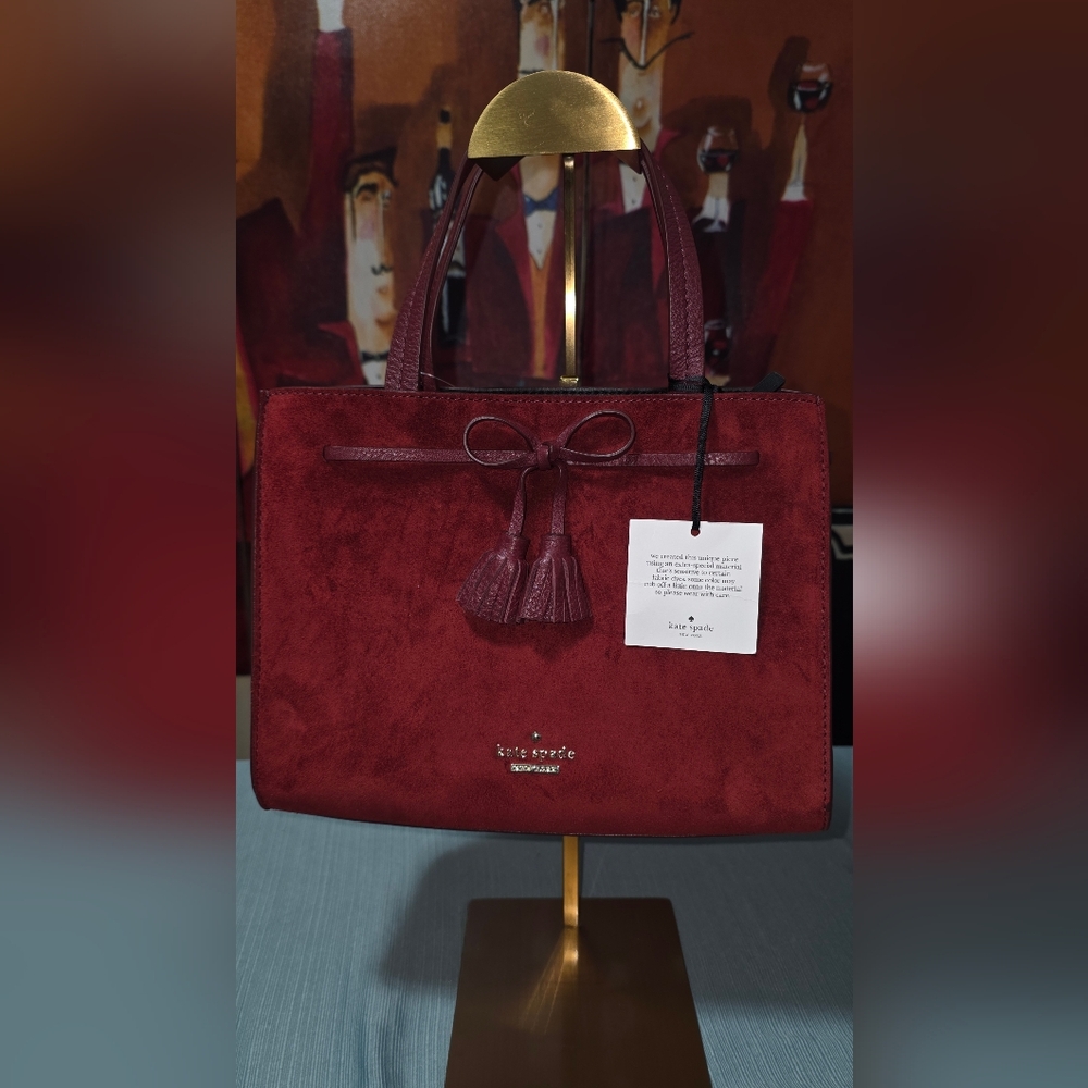 Kate Spade Red Suede Tote Bag - Picture 6 of 13